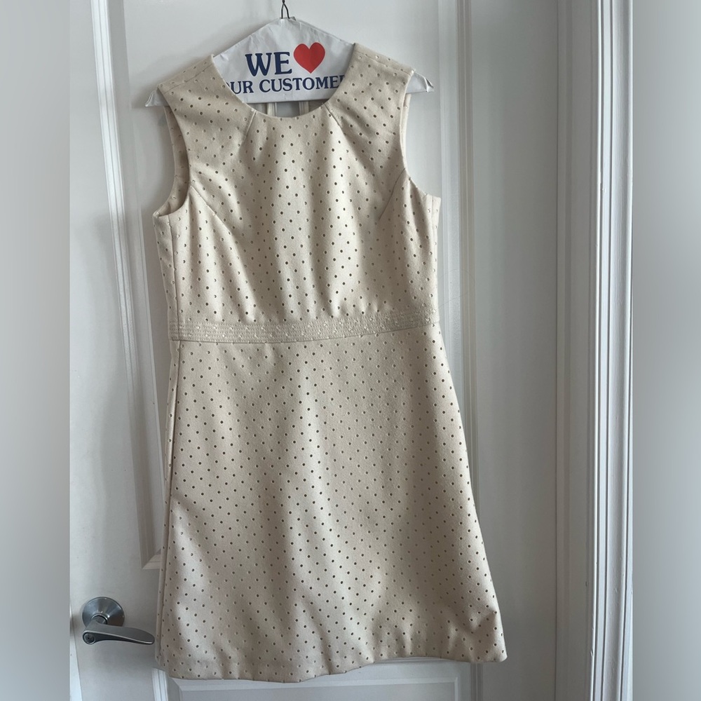 Piazza Sempione Wool Cream Perforated Polka Dot Mini Dress